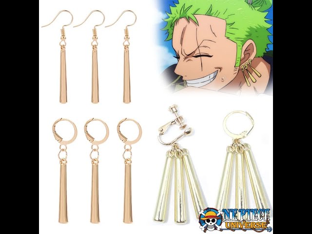 Vídeo relacionado con JewelryWe Set de Pendientes con Colgantes Cosplay: 3 Piezas de Orejeras Roronoa Zoro - Ideas de Regalo para Amantes del Anime, Acero inoxidable