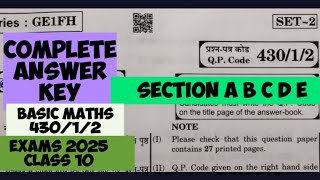 All section answer maths basic paper 2025 class10 basic maths paper430/1/2 complete answer class10
