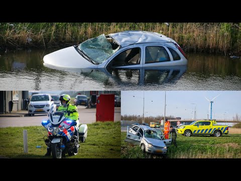 Auto meerdere keren over de kop, belandt in sloot langs A9 Heemskerk | 24/03/2021