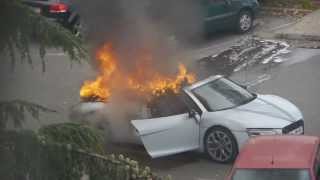 preview picture of video 'Audi R8 qui prend Feu pendant un mariage à LYON / AUDI R8 on fire in Lyon FRANCE /AUDI R8 BURN'
