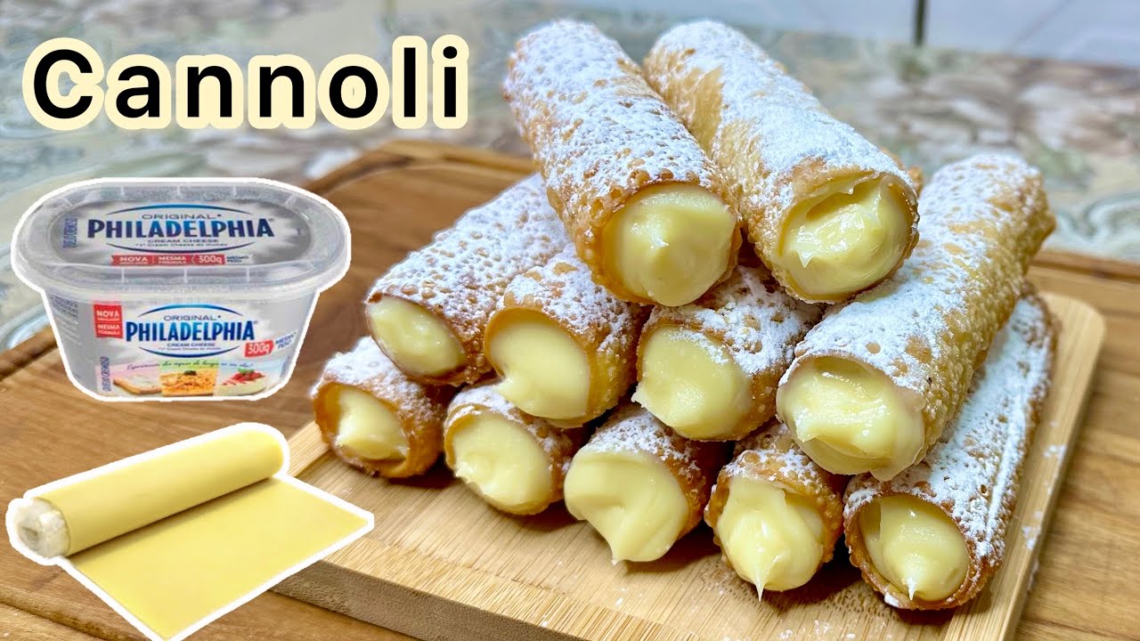 CANNOLI COM MASSA DE PASTEL SUPER FÁCIL