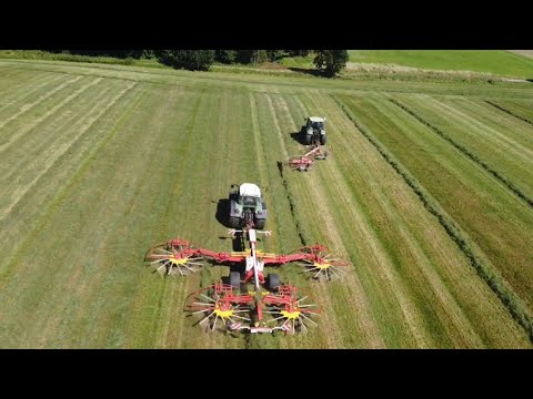 Gras Mähen und Schwadern 2021 mit Pöttinger, Fendt und Claas
