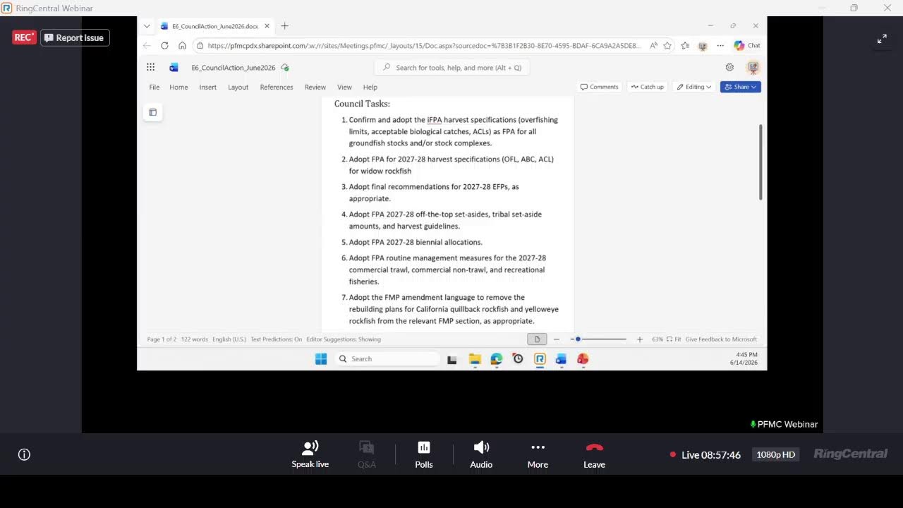 June 2026 PFMC Council Meeting Day 3 06/14/26
