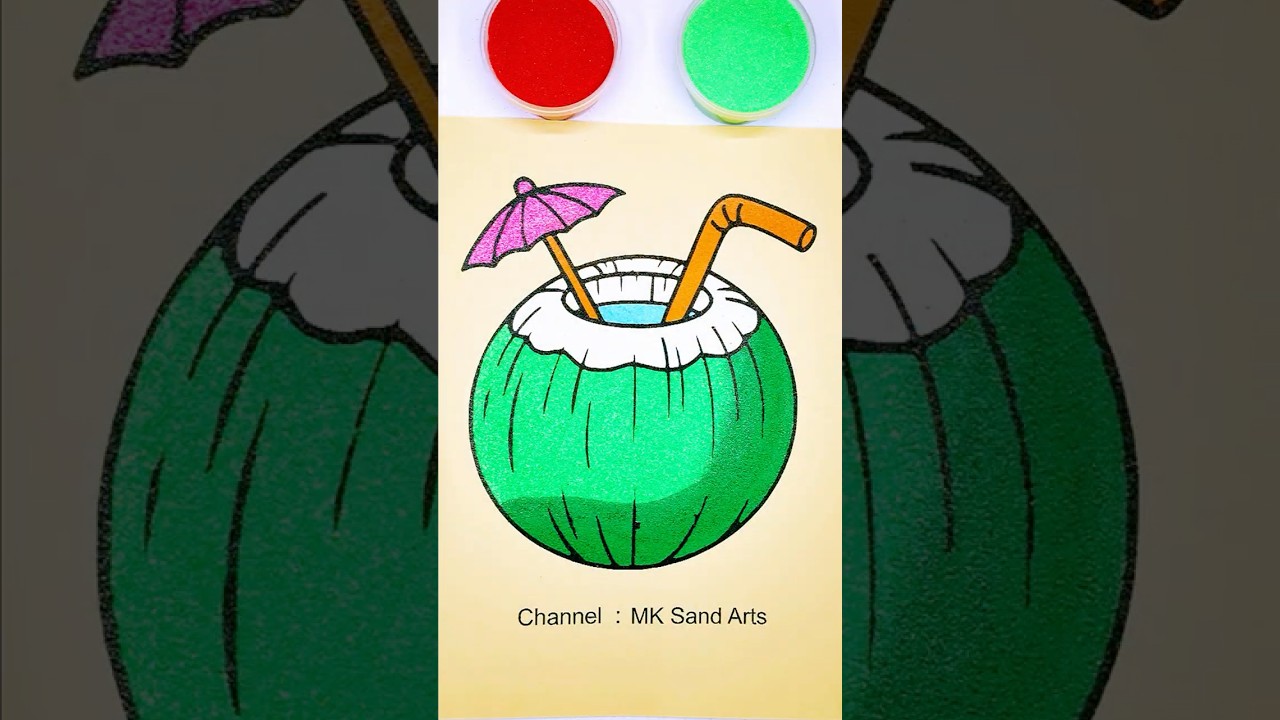 🥥ASMR Coconut water🍹#asmr #satisfying #sandart #trending #relaxing  #sandasmr #art #shortfeed