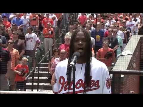 Landau Murphy Jr. sings the National Anthem at Oriole Park at Camden Yards