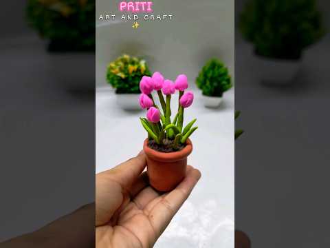 tulip flowers making with clay 🌷✨ #diy #clayart #clay #youtubeshorts #viralvideos #shorts