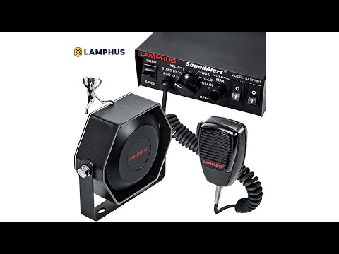 LAMPHUS Sound Alert 12V 100W Police Siren PA System [Slim Speaker] [118-124dB] [Handheld Microphone]