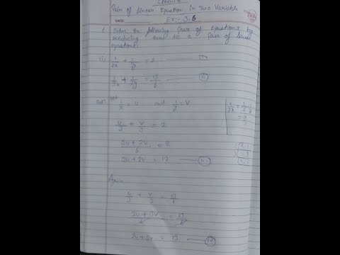 Pair of Linear Equation in Two Variable Ex:-3.6 Question no.1 (i)1/2x + 1/3y = 2 1/3x + 1/2y = 13/6