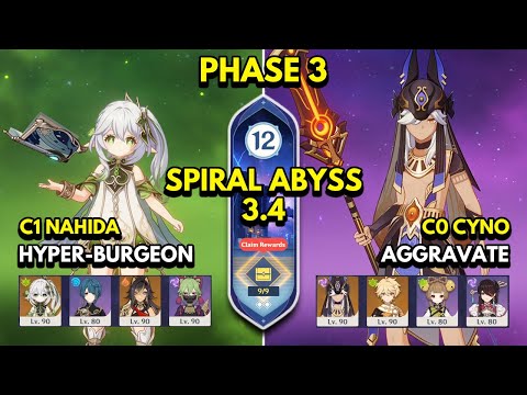 C1 Nahida Hyperburgeon & C0 Cyno Aggravate | Spiral Abyss Floor 12 9 Stars | Genshin Impact 3.5