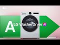 LG WHX9016TLC Series 10 AI Direct Drive&trade; Washer Dryer, 11kg/6kg, 1400 Spin, White, A Rated