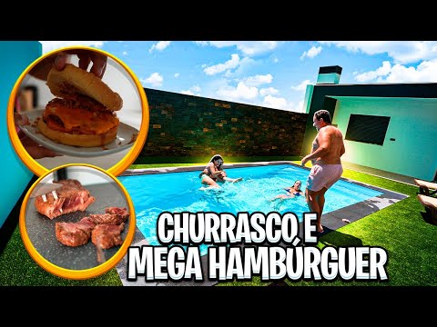 CHURRASCO E MEGA HAMBURGUER NA CASA NOVA