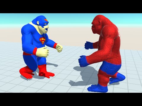 SUPER MAN GORO vs SPIDER-MAN GORO DEATH RUN TOUR - Animal Revolt Battle Simulator