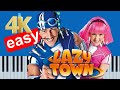 Welcome To Lazy Town Theme Song EASY Beginner Piano Tutorial
