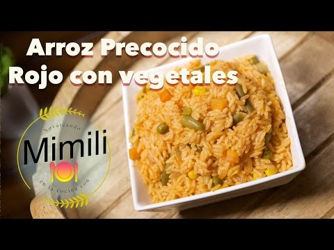 Receta de Arroz Rojo con vegetales hecho con arroz precocido - Novateando en la Cocina