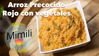 Receta de Arroz Rojo con vegetales hecho con arroz precocido - Novateando en la Cocina