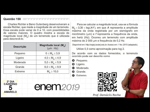 ENEM 2019 - QUESTÃO DA ESCALA RICHTER SOBRE LOGARITMO - #158