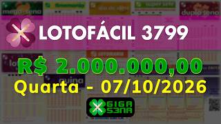 Resultado da Lotofácil 3799, Quarta-feira, 07/10/2026