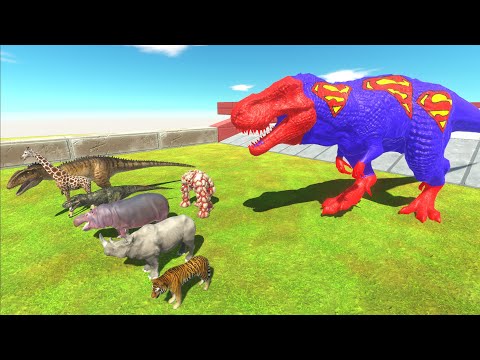 Escape from SUPERMAN T-REX - Escape from Superhero - Animal Revolt Battle Simulator