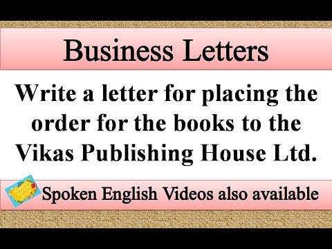 Write a letter for placing the order for the books | Business letter