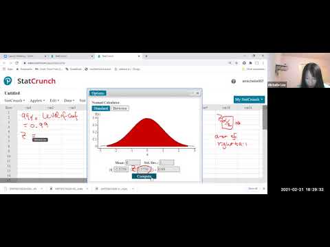 StatCrunch: Z value with level of confidence