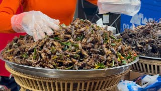 Amazing fried spiders! Fried crickets, Cambodian Street Food 2025