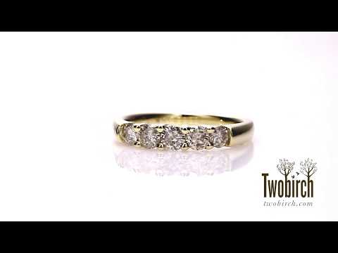 0.75 Carat Five Stone Common Prong Anniversary Band - TwoBirch - TB-WR-0058-YG-J