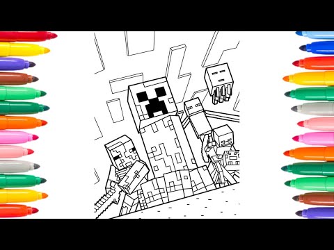 Minecraft Coloring Page  / Coloring book by Minecraft  / Drawing Minecraft / How to draw Minecraft.