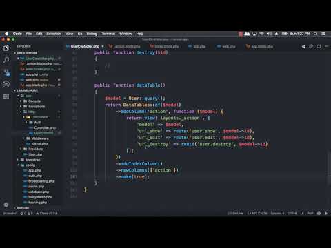 Laravel 5 7 AJAX CRUD 04 Create Controller and Show Index User Page
