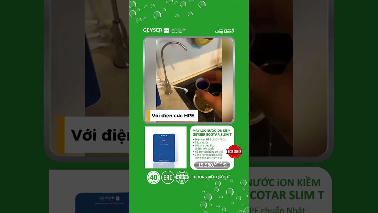 Công nghệ giúp Nhật bán 200.000 máy ion kiềm/năm nay có trong máy lọc nước Geyser Ecotar 9 Slim T