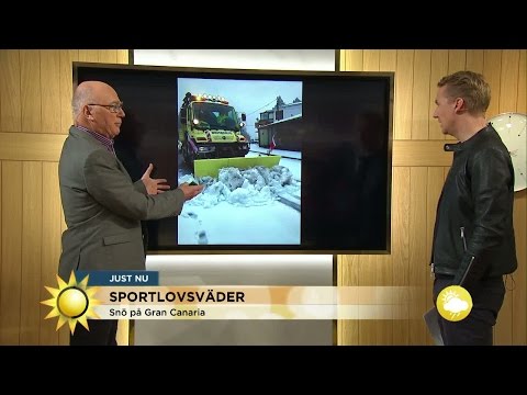 Snö på Gran Canaria - och sportlovsvädret i Sverige - Nyhetsmorgon (TV4)