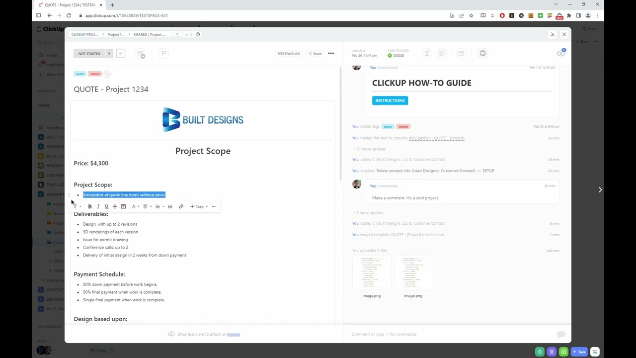 CLICKUP | SEND A QUOTE