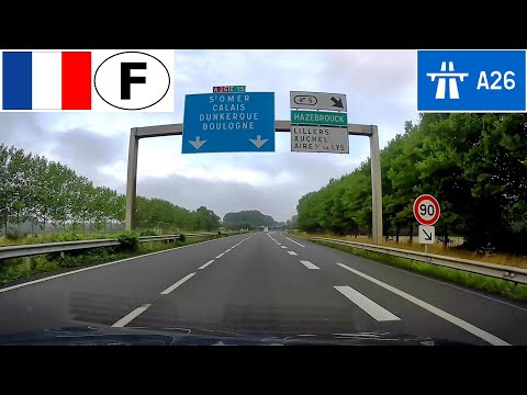 France: Autoroute A26 - J6 (Béthune) à J5 (Lillers)