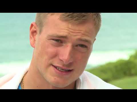 GUIDETTI HITS THE POOL: Guidetti soaked during interview