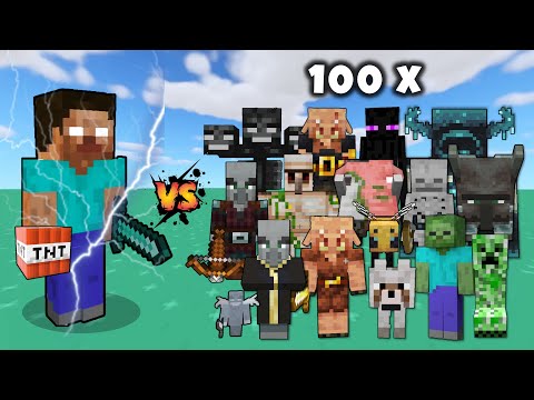 Vikcraft - Herobrine vs 100x All Minecraft Mobs | Minecraft mob battle