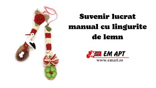 Suvenir lucrat manual cu lingurite de lemn