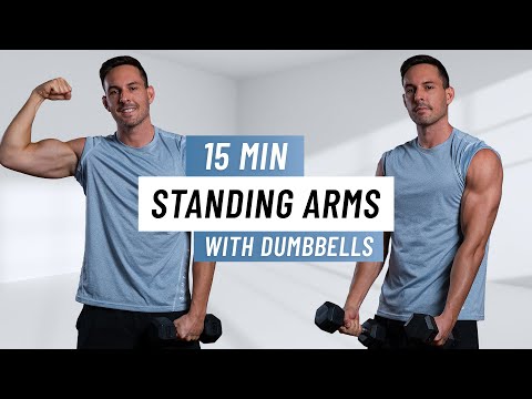 15 MIN STANDING ARM WORKOUT - With Dumbbells - Shoulders, Biceps and Triceps (No Pushups)