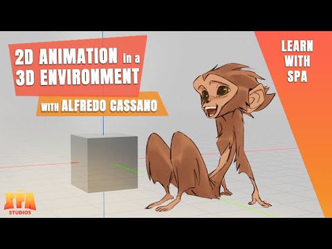 Animate a 2D character in a 3D environment with Blender