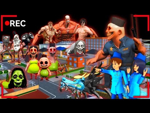 Yuta Mio dan Hamood Habibi Polisi Mengalahkan Semua MONSTER di Kota Sakura😱| Sakura School Simulator