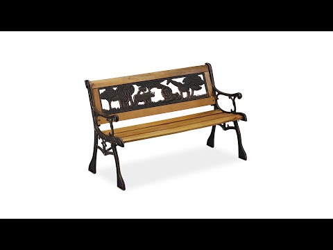 Kinder Gartenbank mit Tier-Motiv Schwarz - Braun - Holzwerkstoff - Metall - Kunststoff - 83 x 51 x 37 cm