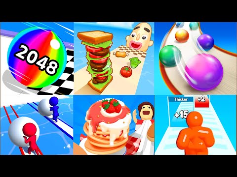 Ball Run 2048 Vs Sandwich Runner, Pancake Run 3D, Snow Race Game, Tall Man Run, Android,iOS