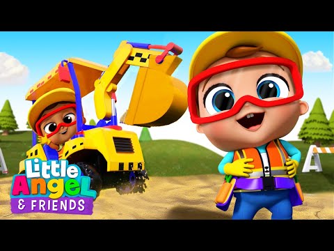 We Are Construction Workers | Build As A Team! | Little Angel And Friends Kid Songs