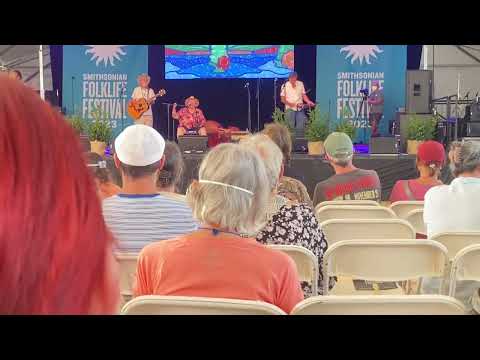 Marideth Sisco at Smithsonian Folklife Festival, June 29, 2023. Bo Brown (guitar) & Chris (fiddle)