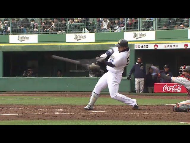 【4回裏】バファローズ・T-岡田 詰まりながらもセンター前タイムリーヒット!! 2017/3/11 Bs-G