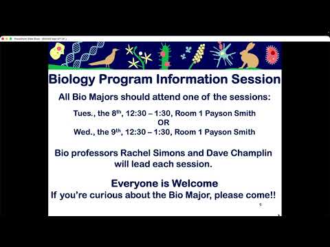 BIO105 Introductory Biology, Wed., Sept., 9th, David Champlin, USM