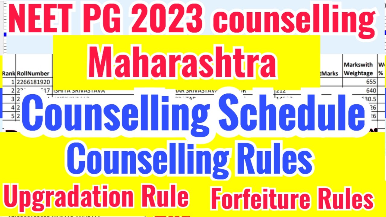 MAHARASHTRA Neet pg 2023 counseling schedule eligibility counselling process Upgradation New Rules