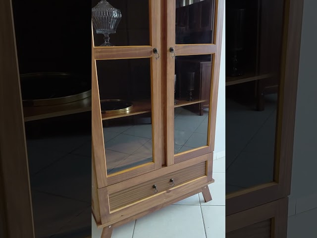 Cristaleira Chile Madeira Maciça 2 Portas 1 Gaveta Ypê - Pnr Móveis