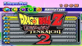 Dragonball Z Budokai Tenkaichi 2 - How to get 100% Zitems