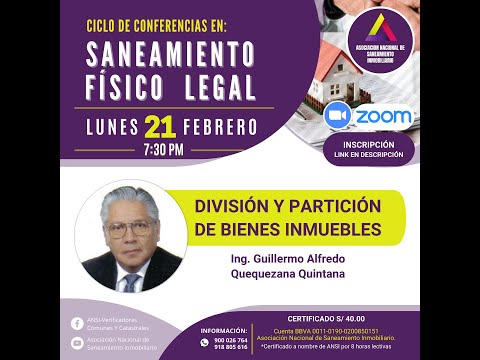 DIVISIÓN Y PARTICIÓN DE BIENES INMUEBLES - ING  GUILLERMO QUEQUEZANA