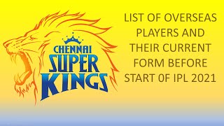 IPL 2021 | CSK 2021 | List Of Overseas Cricket Players And their Recent Form.