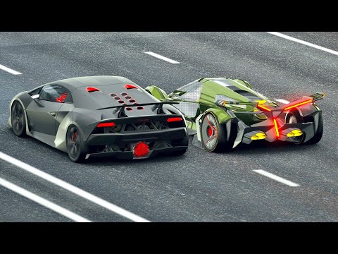 Lamborghini V12 Vision GT vs Lamborghini Sesto Elemento - Drag Race 20 KM